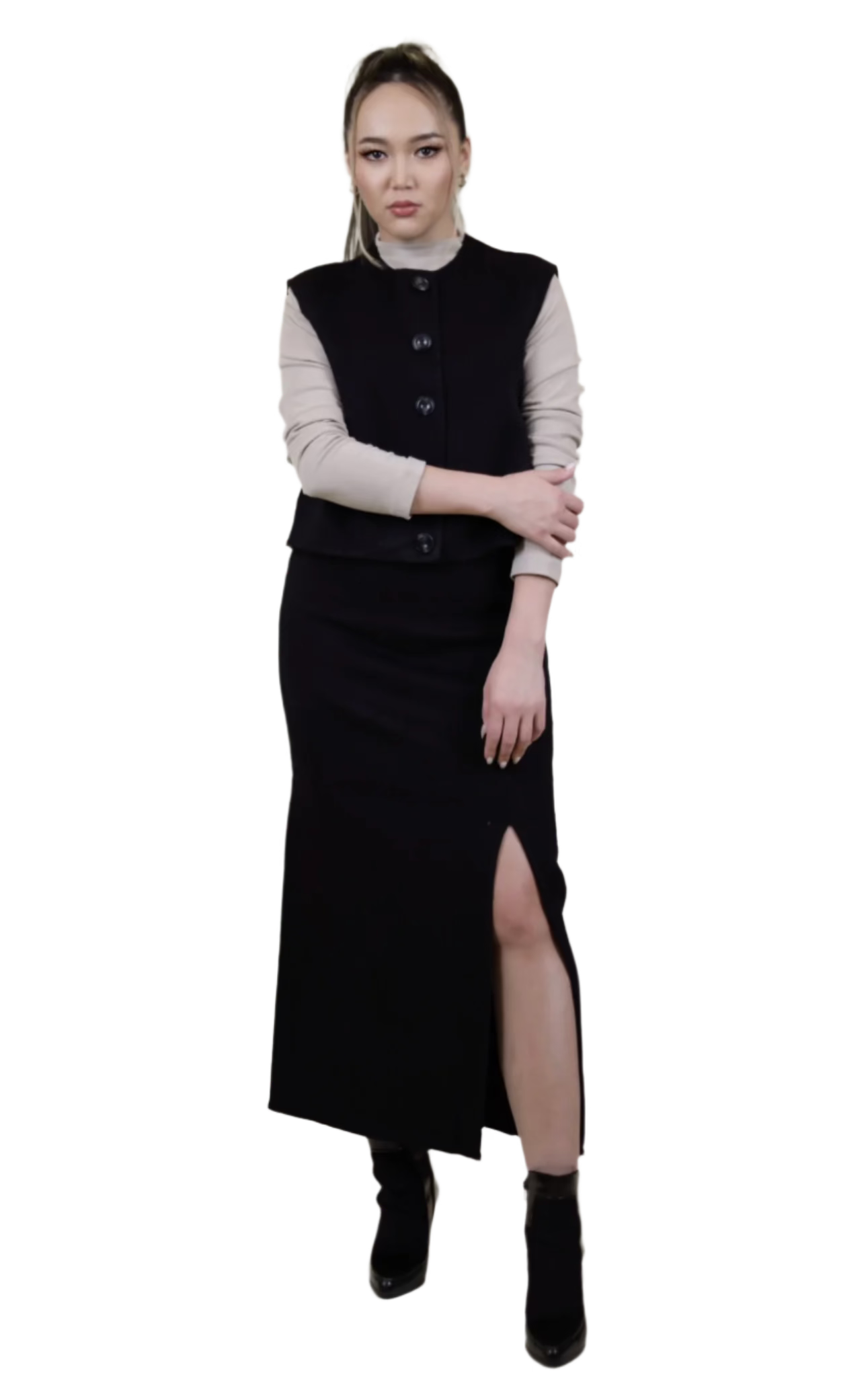 Cashmere Top & Skirt Set