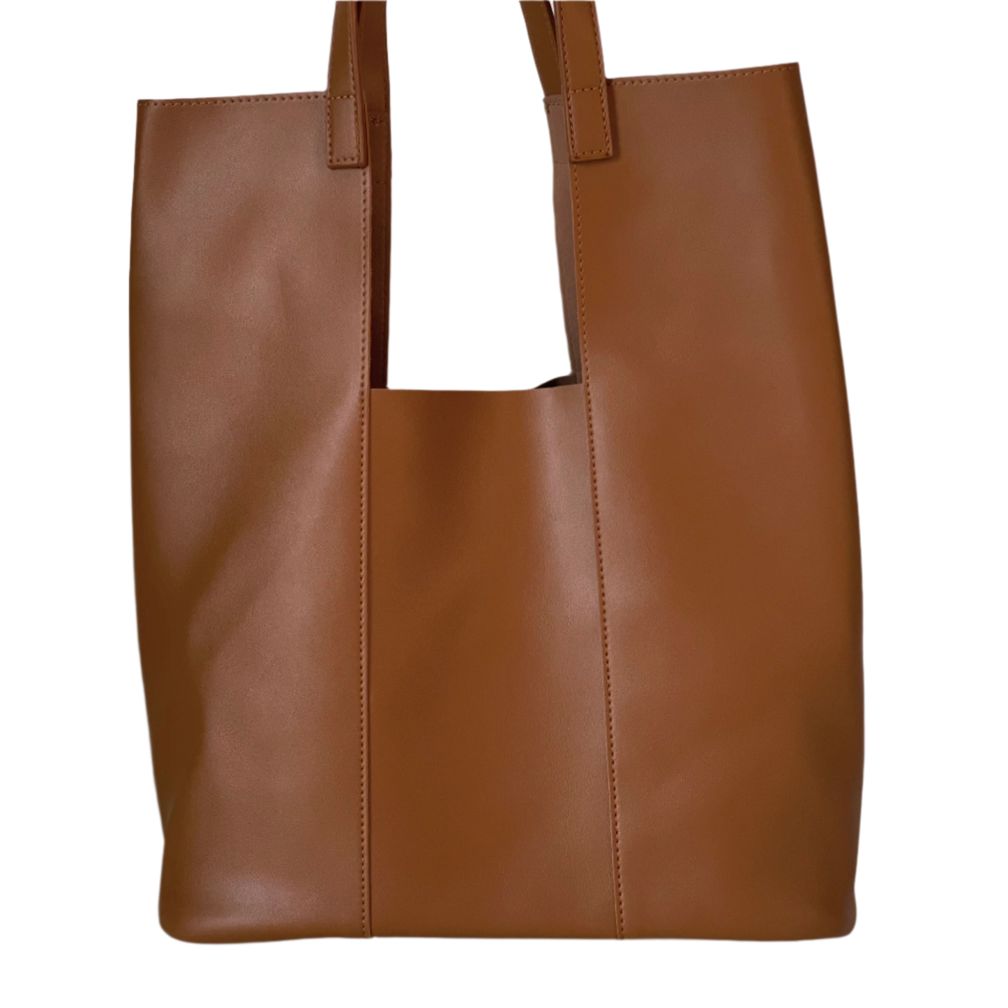 Leather Cut Out Handle Tote Bag