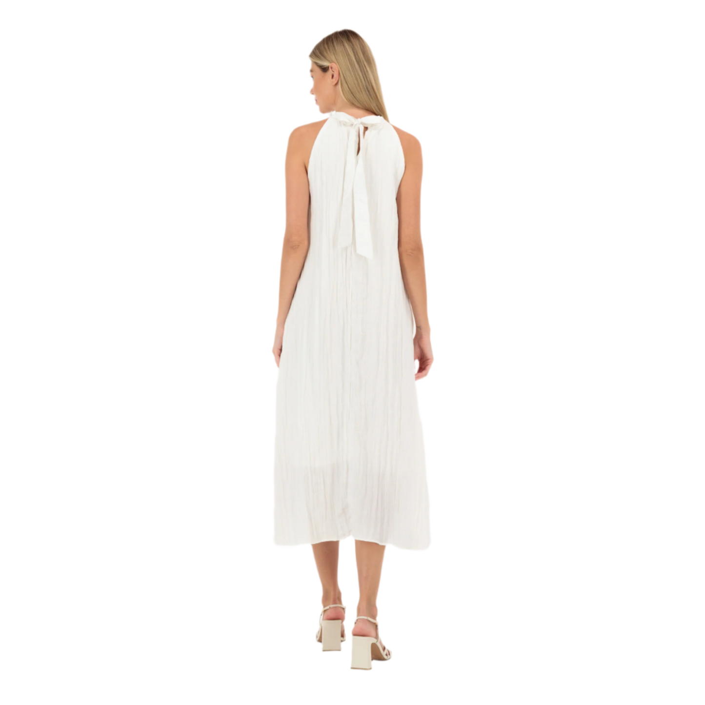 Floral Applique Flowy Halterneck Maxi Dress