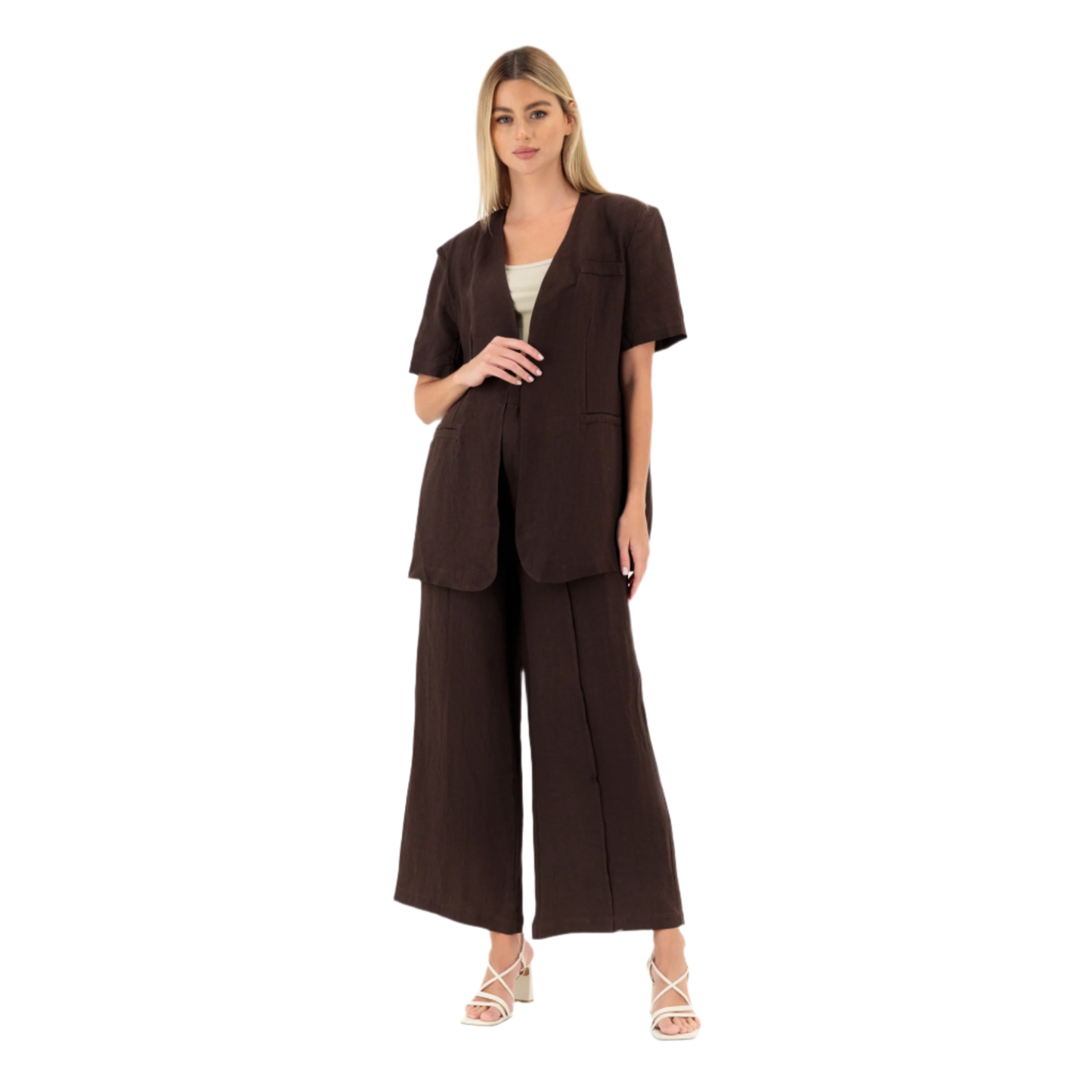 Linen Short Sleeve Blazer & Pants