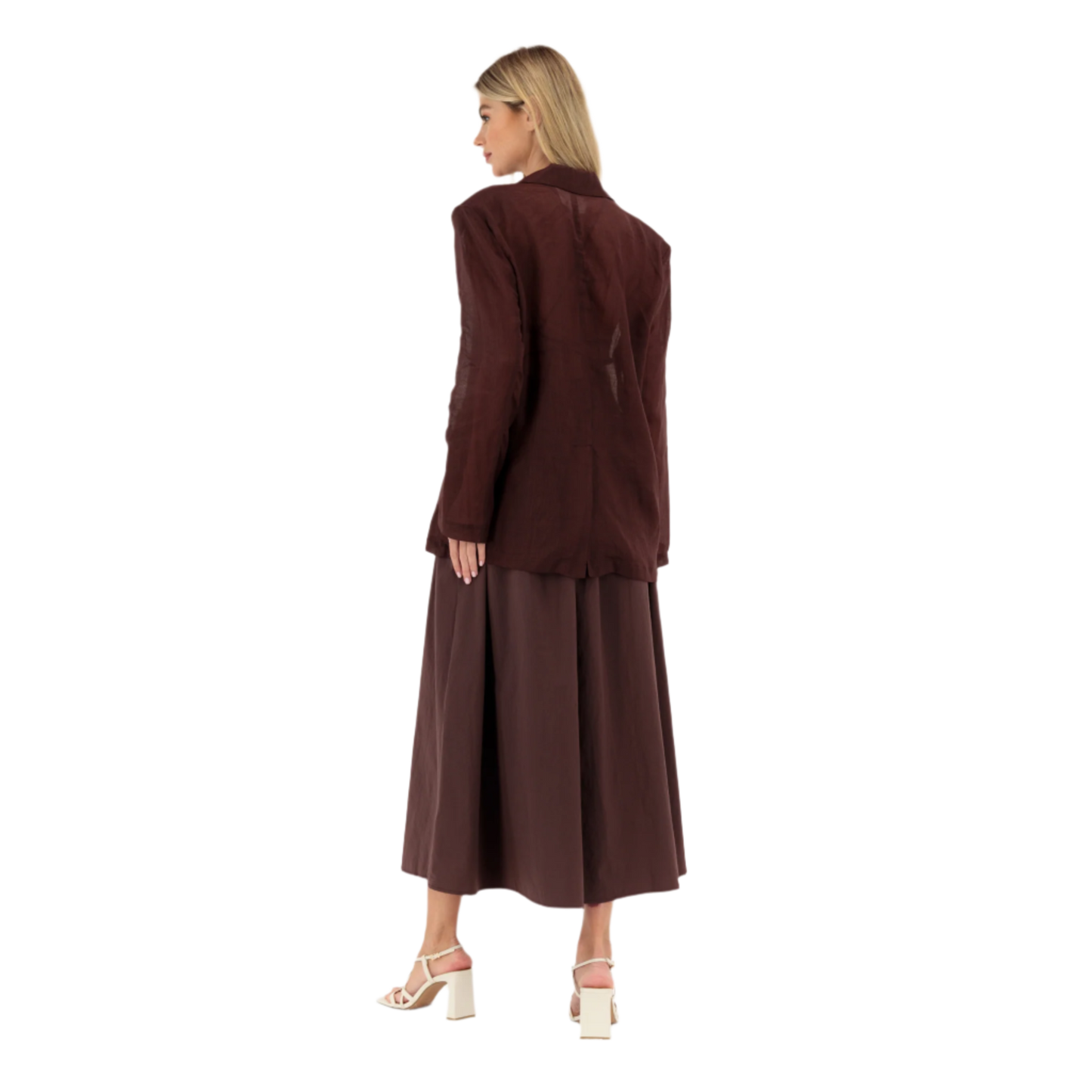 Maroon Summer Dress with Tie-back & Blazer
