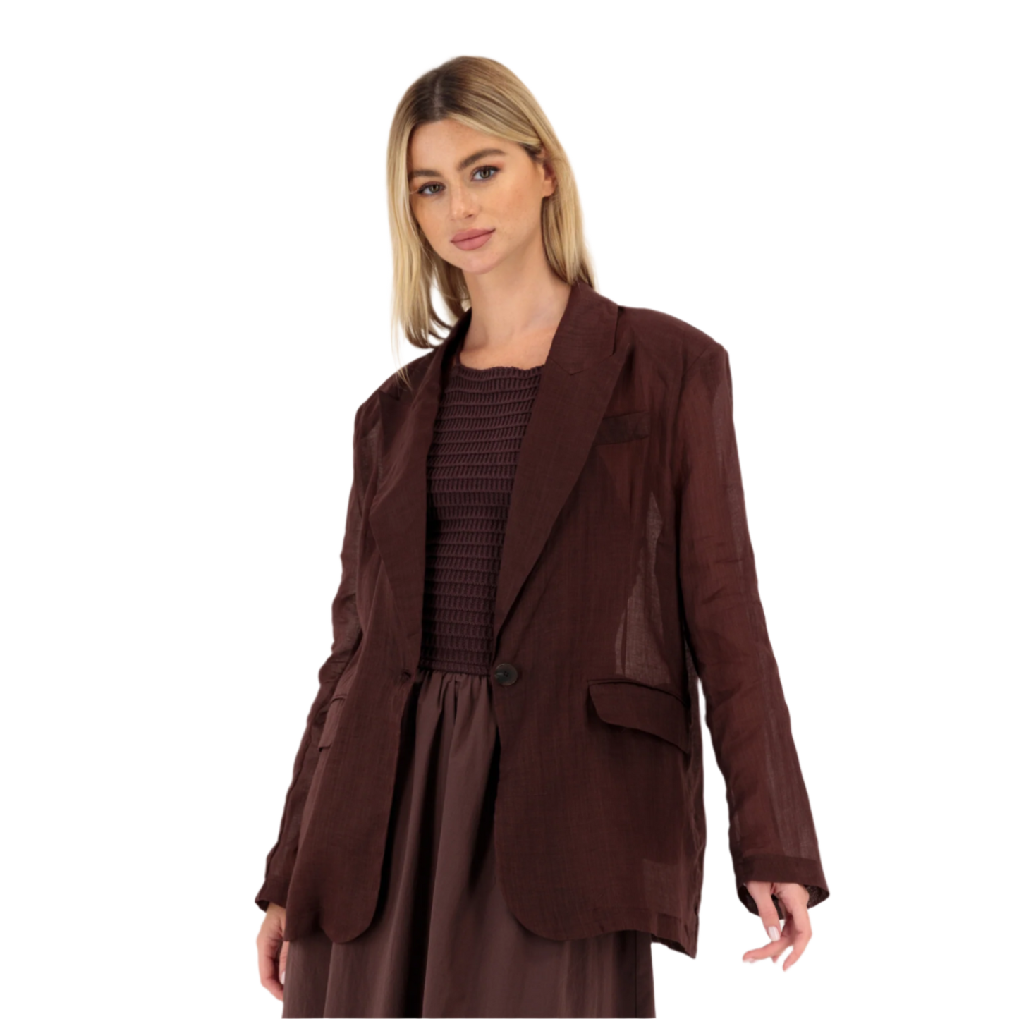 Maroon Summer Dress with Tie-back & Blazer