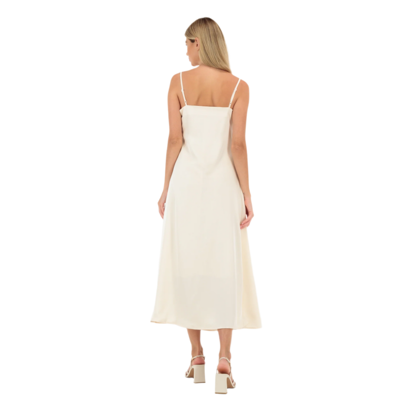 Light Peach Satin Dress With Bling Shirt