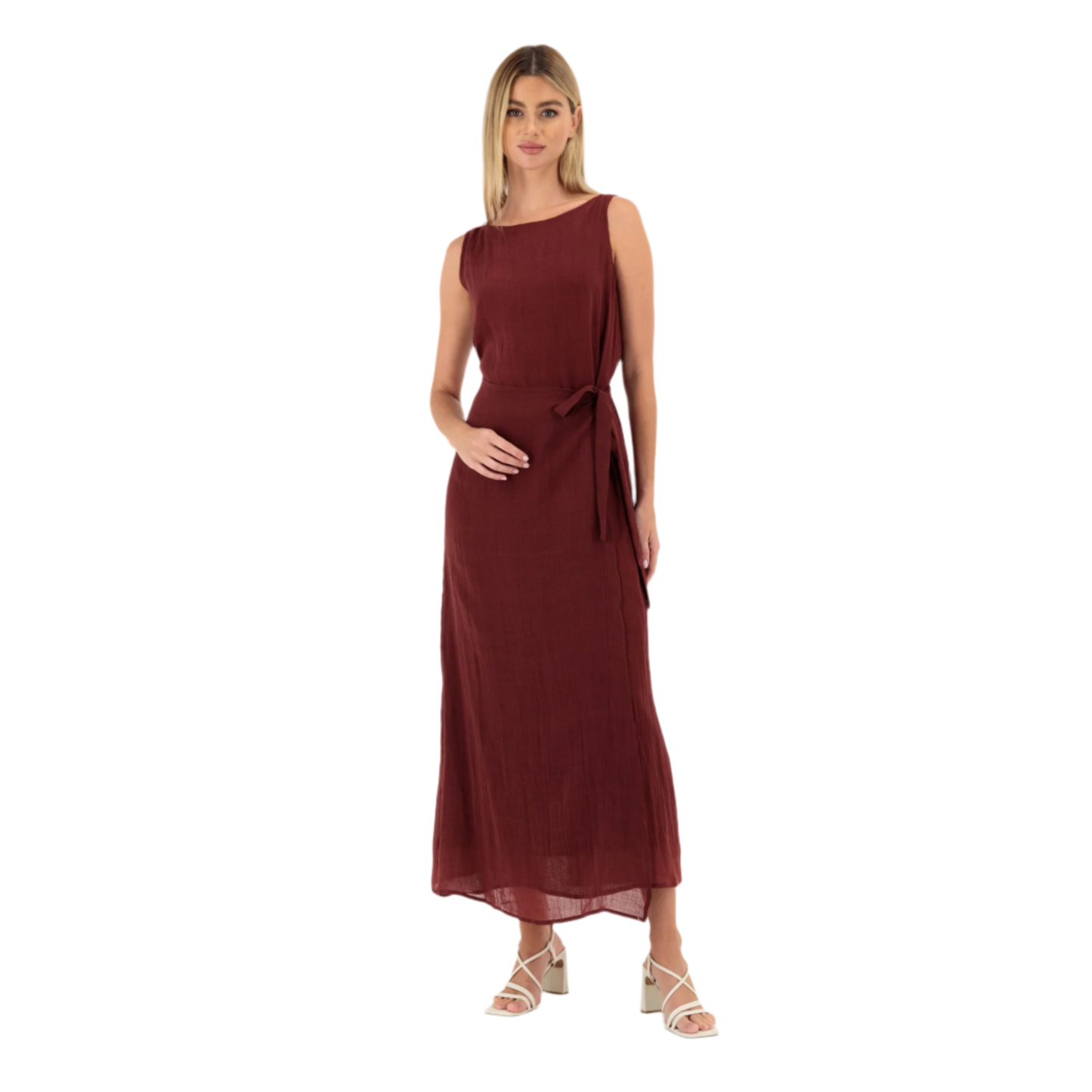 Rouge Linen Wrapped Dress