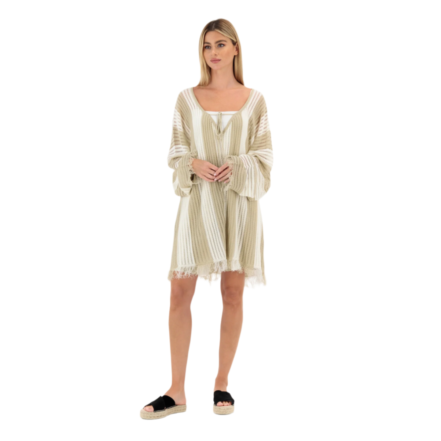Stripped Stylish Crochet Coverup Top & Short