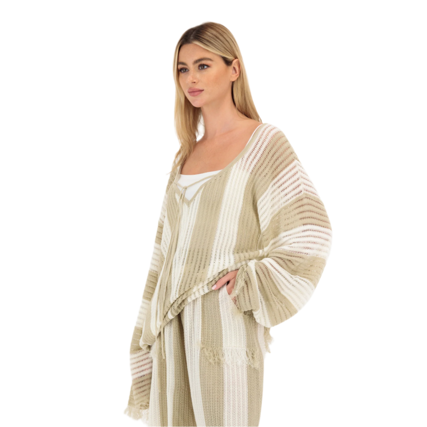 Stripped Stylish Crochet Coverup Top & Short