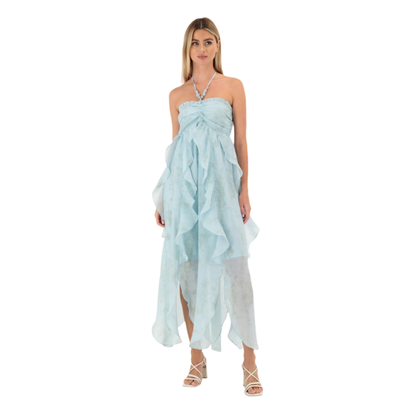 Tie Dye Flowy Halterneck Beach Dress