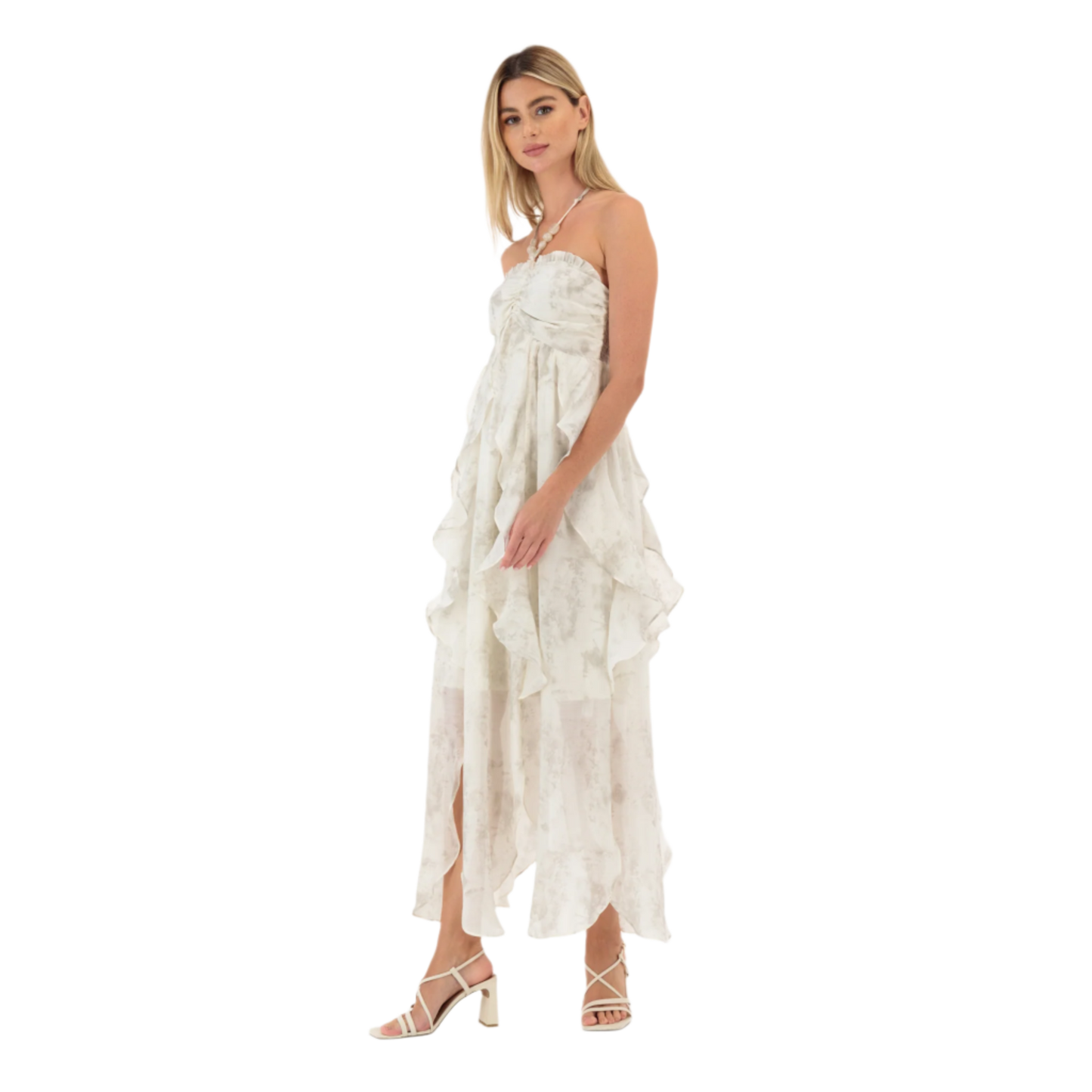 Tie Dye Flowy Halterneck Beach Dress