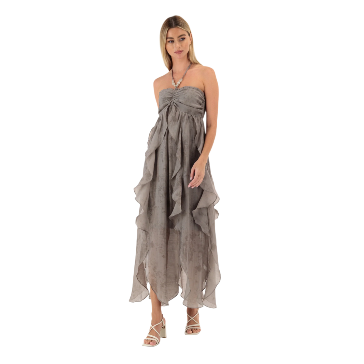 Tie Dye Flowy Halterneck Beach Dress
