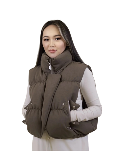 Sleeveless Puff Vest Bronze