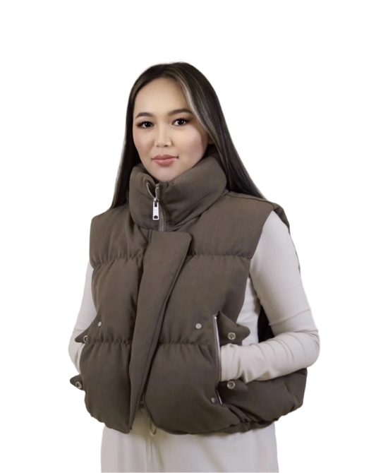 Sleeveless Puff Vest Bronze