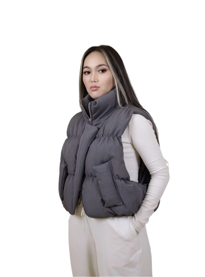 Sleeveless Puff Vest Bronze