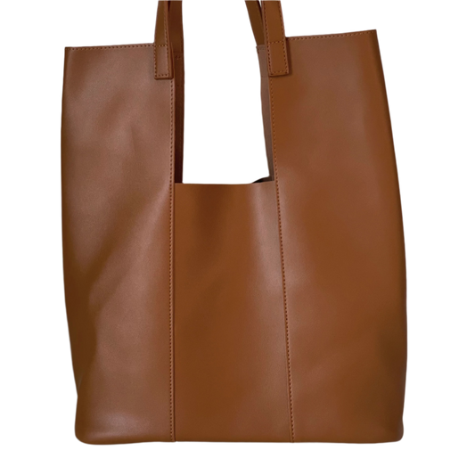 Leather Cut Out Handle Tote Bag