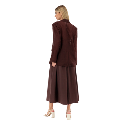 Maroon Summer Dress with Tie-back & Blazer