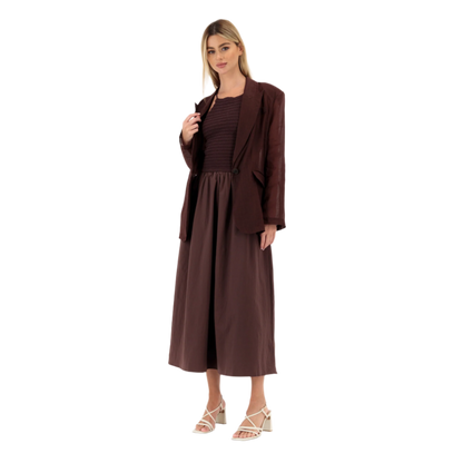 Maroon Summer Dress with Tie-back & Blazer