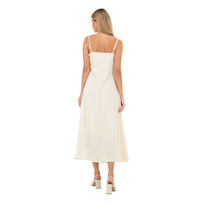 Light Peach Satin Dress With Bling Shirt