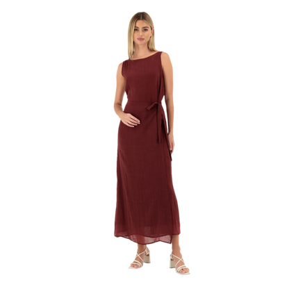 Rouge Linen Wrapped Dress