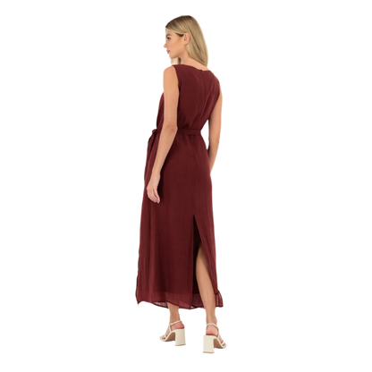 Rouge Linen Wrapped Dress